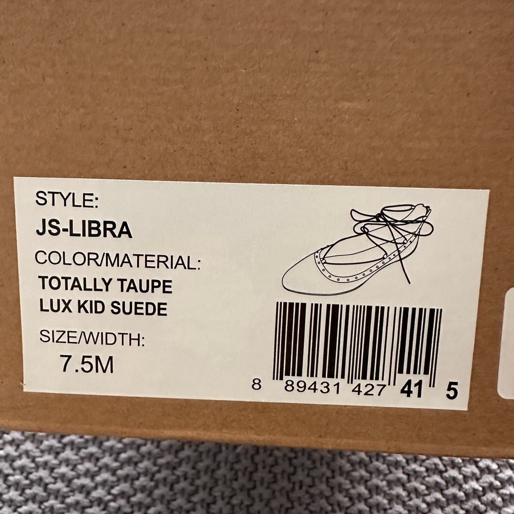 Jessica Simpson Taupe Lace-Up Suede Studded Flats - Picture 2 of 12